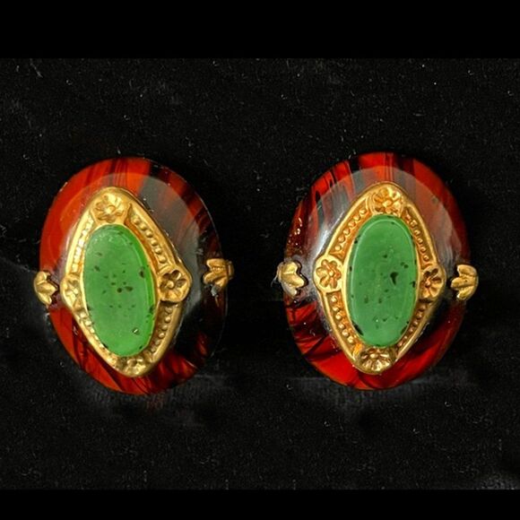 Patrice Style Tortoise Clip Earrings Vintage - Picture 1 of 2